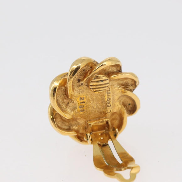 CHANEL Earring metal Gold CC Auth 178396