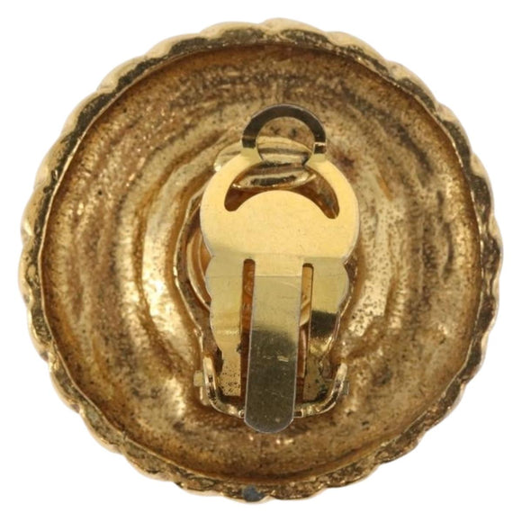 CHANEL Earring metal Gold CC Auth 178397