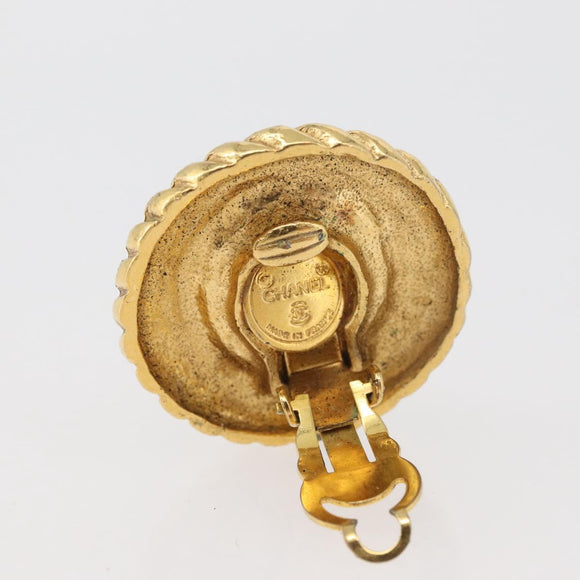 CHANEL Earring metal Gold CC Auth 178397