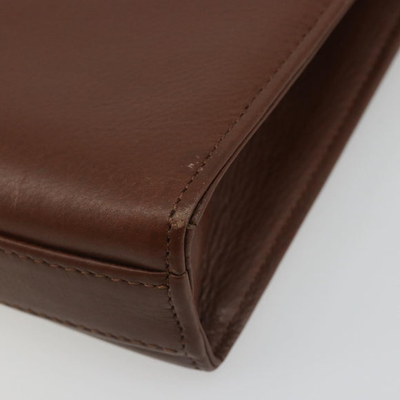 BALENCIAGA Clutch Bag Leather Brown Gold Auth 178398