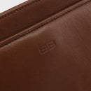 BALENCIAGA Clutch Bag Leather Brown Gold Auth 178398-12