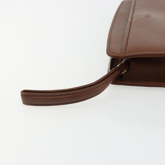 BALENCIAGA Clutch Bag Leather Brown Gold Auth 178398