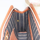 BALENCIAGA Clutch Bag Leather Brown Gold Auth 178398-17