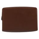 BALENCIAGA Clutch Bag Leather Brown Gold Auth 178398-3