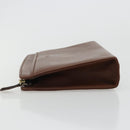 BALENCIAGA Clutch Bag Leather Brown Gold Auth 178398-5
