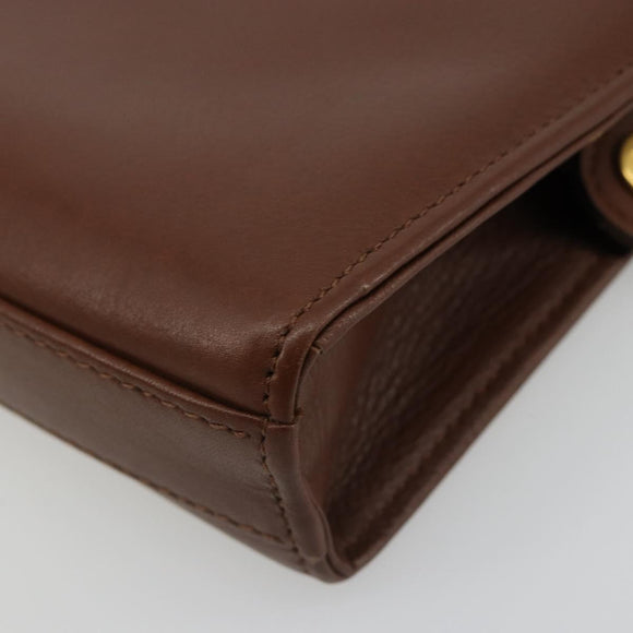 BALENCIAGA Clutch Bag Leather Brown Gold Auth 178398