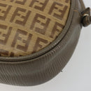 FENDI Zucchino Canvas Shoulder Bag Coated Canvas Beige Gold Auth 178399-8