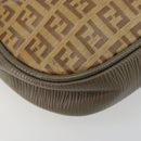 FENDI Zucchino Canvas Shoulder Bag Coated Canvas Beige Gold Auth 178399-15