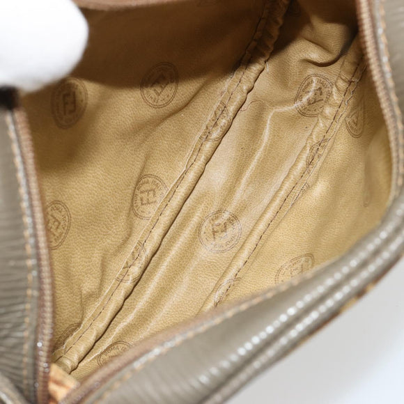 FENDI Zucchino Canvas Shoulder Bag Coated Canvas Beige Gold Auth 178399