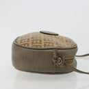 FENDI Zucchino Canvas Shoulder Bag Coated Canvas Beige Gold Auth 178399-3