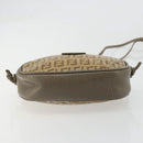 FENDI Zucchino Canvas Shoulder Bag Coated Canvas Beige Gold Auth 178399-5