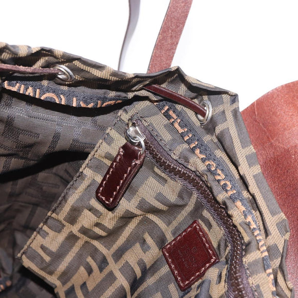 FENDI Zucca Canvas Backpack Brown Black Auth 178400