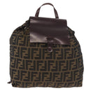 FENDI Zucca Canvas Backpack Brown Black Auth 178400-13