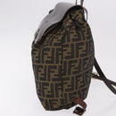 FENDI Zucca Canvas Backpack Brown Black Auth 178400-3