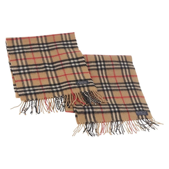 Burberrys Nova Check Scarf Wool 2 Set Beige Auth 178403