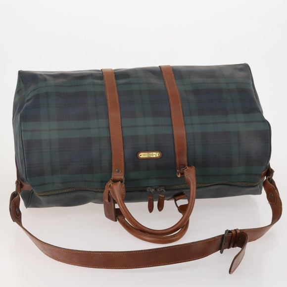 Polo Ralph Lauren Boston Bag PVC Leather 2way Green Brown Auth 178404