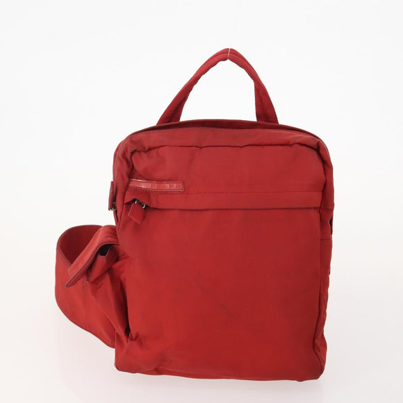 PRADA Shoulder Bag Nylon 4 Set Khaki Black Red Auth 178408