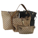 GUCCI GG Canvas Hand Bag 4 Set Black Beige Auth 178410-1
