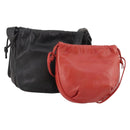 LOEWE Anagram Shoulder Bag Leather 2 Set Red Black Auth 178412-1