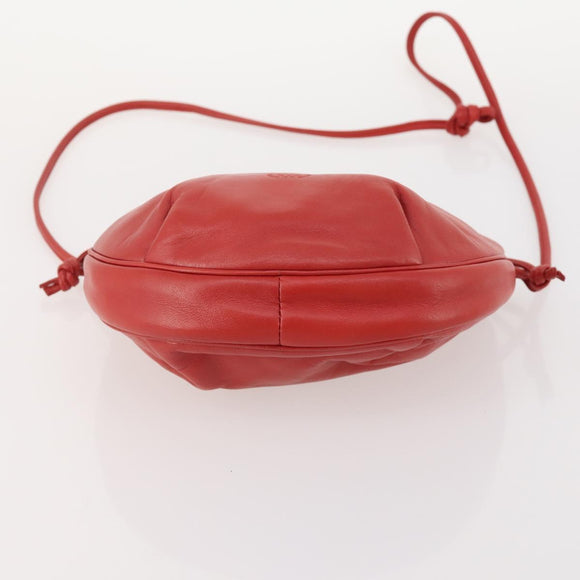 LOEWE Anagram Shoulder Bag Leather 2 Set Red Black Auth 178412