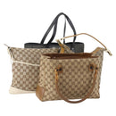GUCCI GG Canvas Shoulder Bag Canvas 4 Set Beige Black Auth 178414-1