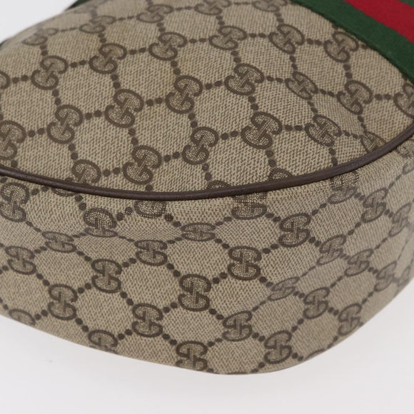 GUCCI GG Supreme Web Sherry Line Bag PVC Beige Gold 10 2 3840 Auth 178471