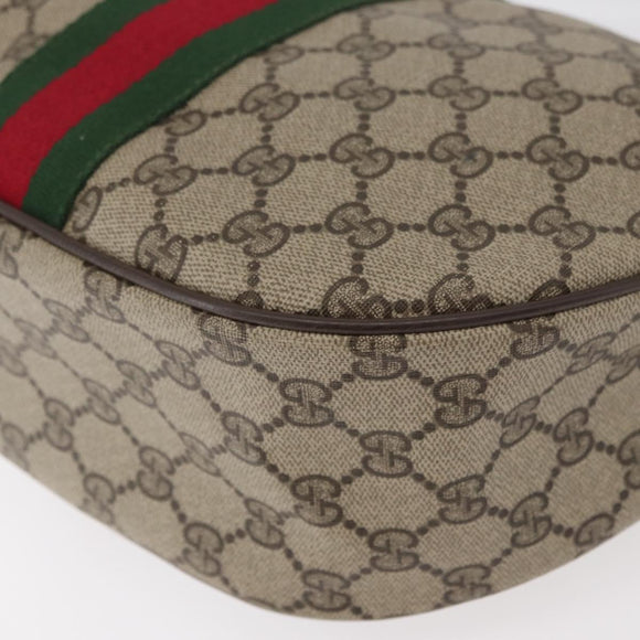 GUCCI GG Supreme Web Sherry Line Bag PVC Beige Gold 10 2 3840 Auth 178471