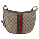 GUCCI GG Supreme Web Sherry Line Bag PVC Beige Gold 10 2 3840 Auth 178471-2
