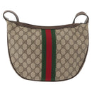 GUCCI GG Supreme Web Sherry Line Bag PVC Beige Gold 10 2 3840 Auth 178471-3