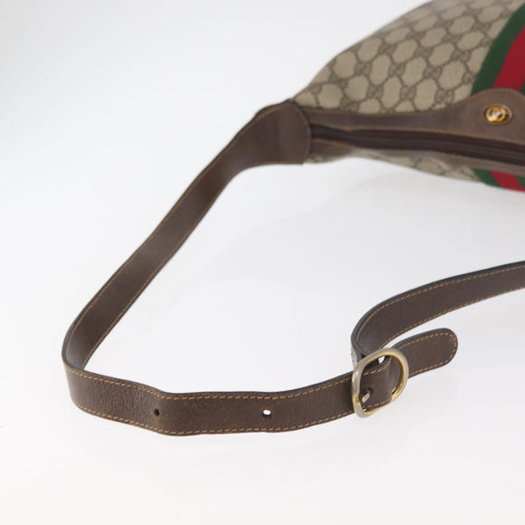 GUCCI GG Supreme Web Sherry Line Bag PVC Beige Gold 10 2 3840 Auth 178471