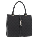 GUCCI GG Canvas Jackie Hand Bag Black Silver 002 1065 Auth 178472-1