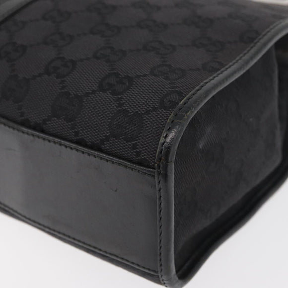 GUCCI GG Canvas Jackie Hand Bag Black Silver 002 1065 Auth 178472