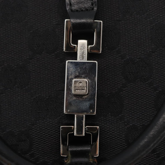 GUCCI GG Canvas Jackie Hand Bag Black Silver 002 1065 Auth 178472