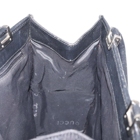 GUCCI GG Canvas Jackie Hand Bag Black Silver 002 1065 Auth 178472