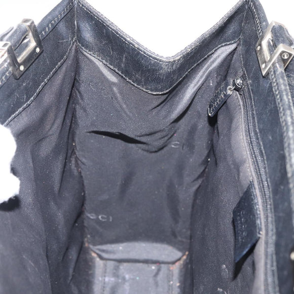 GUCCI GG Canvas Jackie Hand Bag Black Silver 002 1065 Auth 178472
