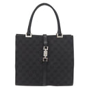 GUCCI GG Canvas Jackie Hand Bag Black Silver 002 1065 Auth 178472-13