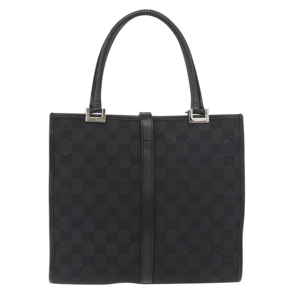 GUCCI GG Canvas Jackie Hand Bag Black Silver 002 1065 Auth 178472