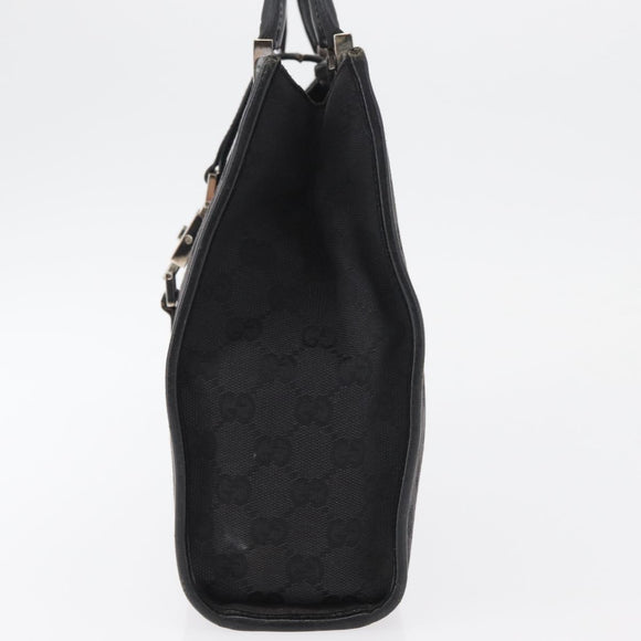GUCCI GG Canvas Jackie Hand Bag Black Silver 002 1065 Auth 178472