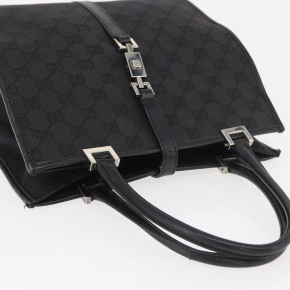 GUCCI GG Canvas Jackie Hand Bag Black Silver 002 1065 Auth 178472