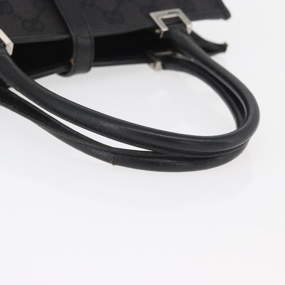 GUCCI GG Canvas Jackie Hand Bag Black Silver 002 1065 Auth 178472