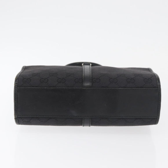 GUCCI GG Canvas Jackie Hand Bag Black Silver 002 1065 Auth 178472