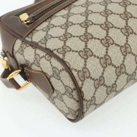 GUCCI GG Supreme Web Sherry Line Bag PVC Beige Gold 119 02 088 Auth 178473