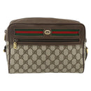GUCCI GG Supreme Web Sherry Line Bag PVC Beige Gold 119 02 088 Auth 178473-13