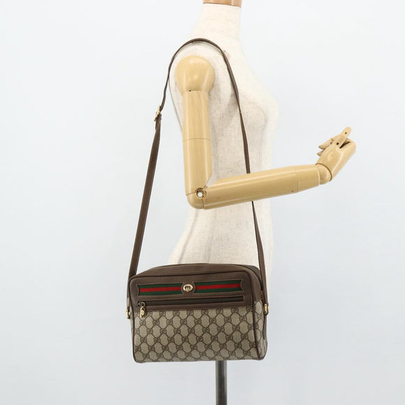 GUCCI GG Supreme Web Sherry Line Bag PVC Beige Gold 119 02 088 Auth 178473