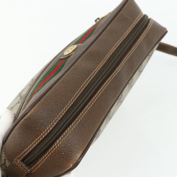 GUCCI GG Supreme Web Sherry Line Bag PVC Beige Gold 119 02 088 Auth 178473