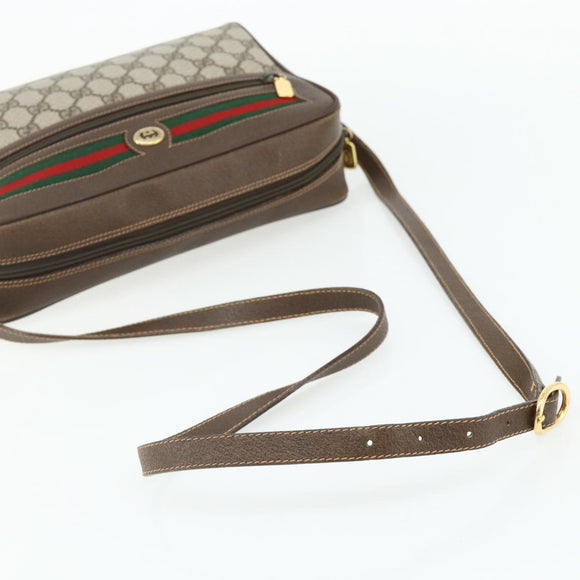 GUCCI GG Supreme Web Sherry Line Bag PVC Beige Gold 119 02 088 Auth 178473