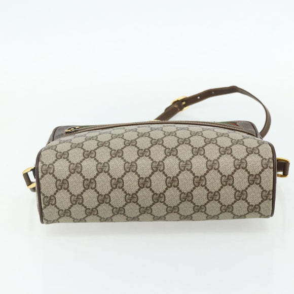 GUCCI GG Supreme Web Sherry Line Bag PVC Beige Gold 119 02 088 Auth 178473