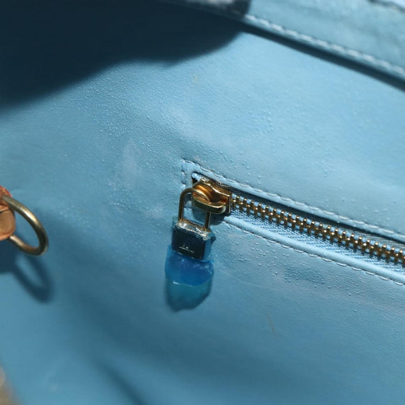 LOUIS VUITTON Monogram Vernis Houston Hand Bag Baby Blue M91005 LV Auth 178479