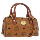 MCM Logogram Vicetos Mini Boston Bag PVC 2way Brown Gold Auth 178481-1