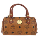 MCM Logogram Vicetos Mini Boston Bag PVC 2way Brown Gold Auth 178481-2